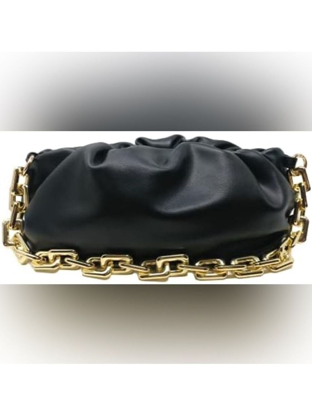 Prime Original Black Cloud Clutch Bag with Gold Chunky Chain Like New